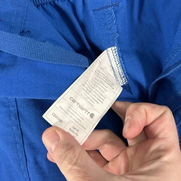 Carhartt Scrub Pants Women XL Tall Blue Stretchy Pockets Button Zip Cotton Blend - Picture 6 of 11